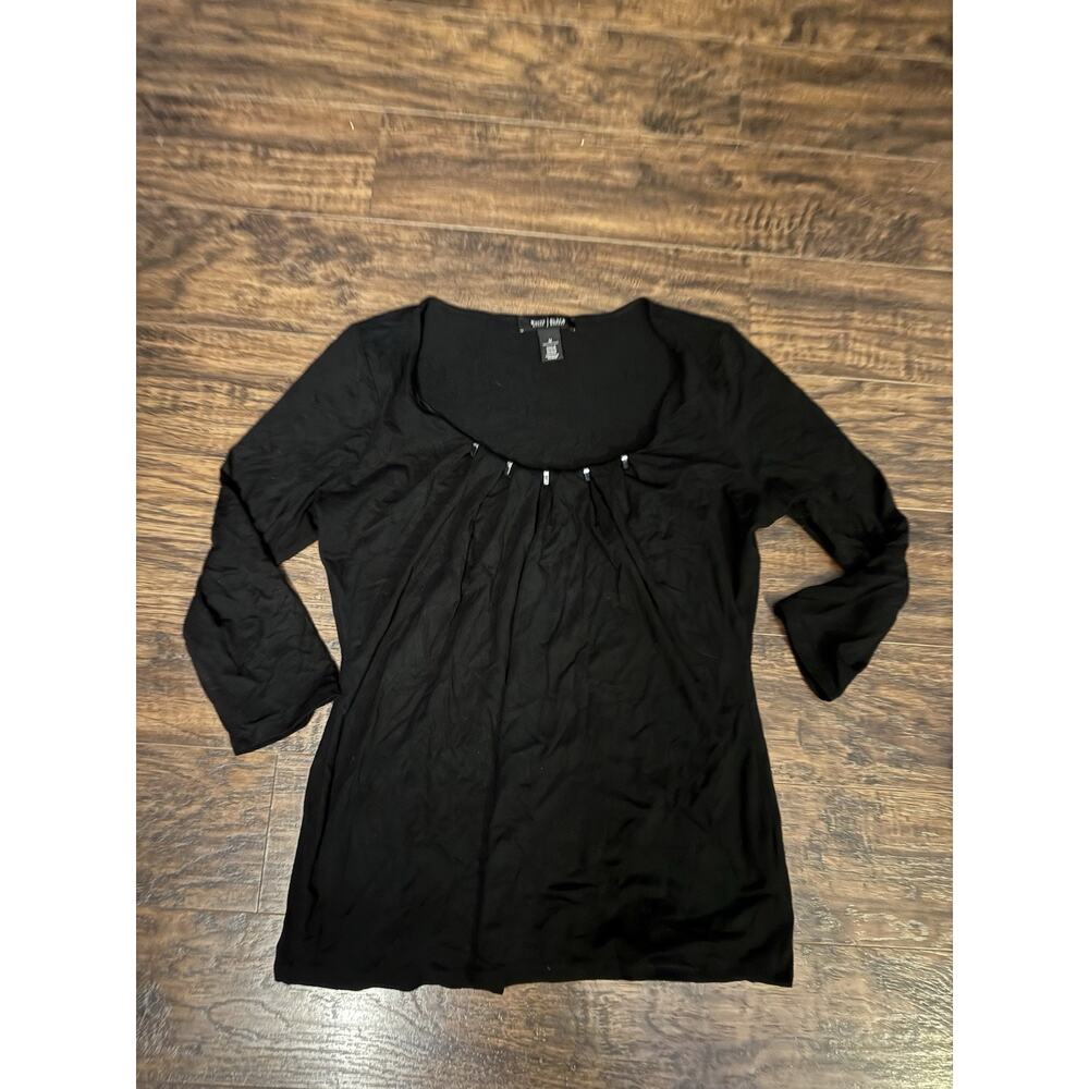 White House Black Market Black 3/4 Sleeve Blouse Sz:m